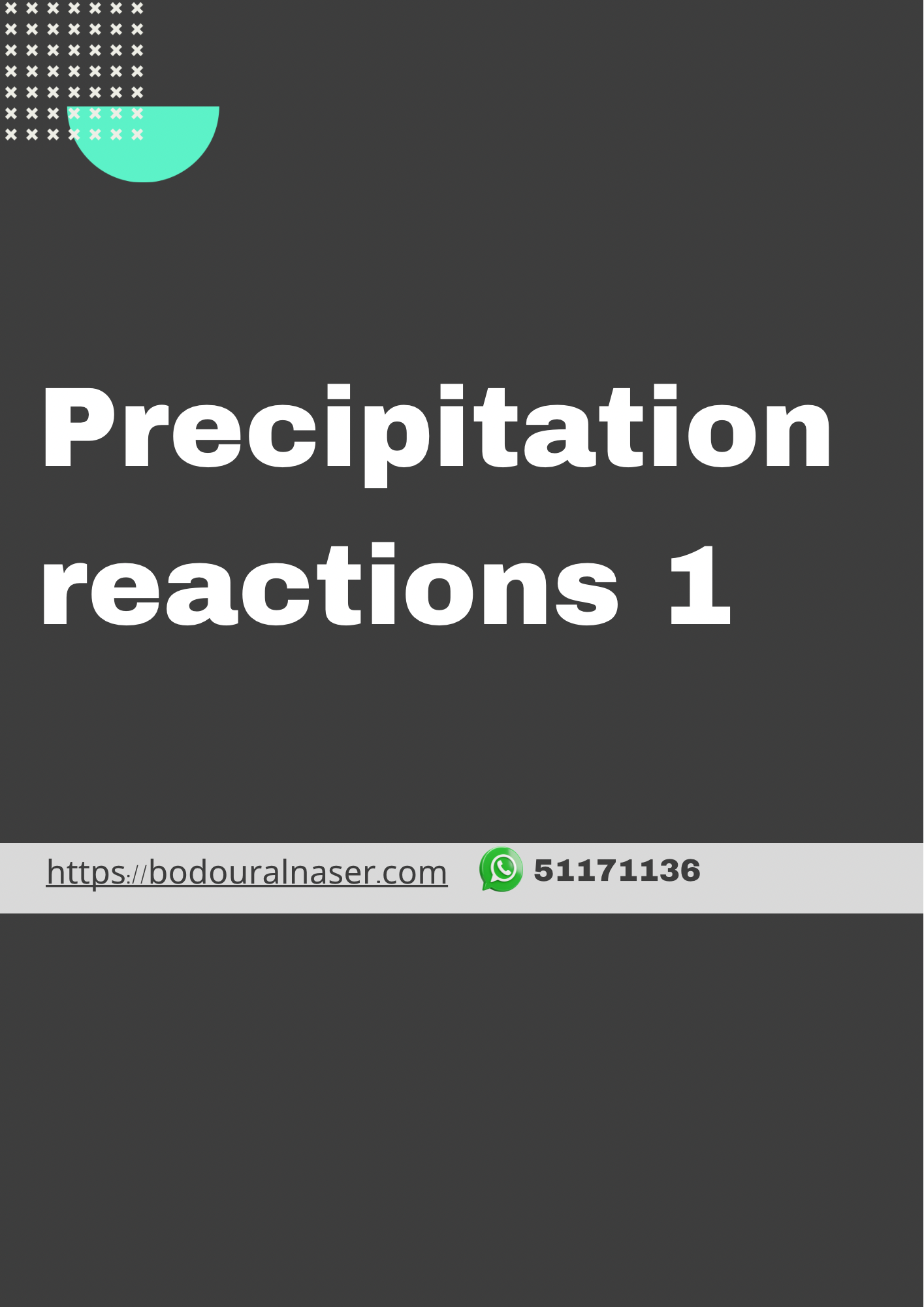 Precipitation reactions- Ionic equations