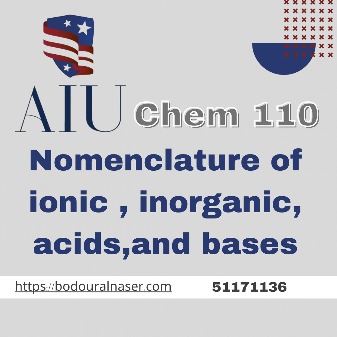 AIU – Chem110 – Nomenclature of compounds.